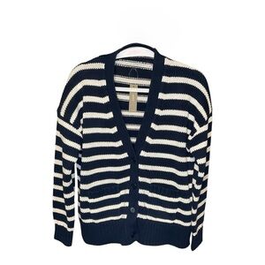 J. Crew Heritage Cotton Relaxed Cardigan in Stripe Size M NWT